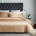 Wholesale Luxury Striped Satin Bed Sheet Duvet Cover 100% Polyester Modern Twin Queen King Sizes for Home Hotel Wedding Bedding
