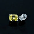 925 Sterling Silver Rhodium Plated Solid Silver Two Stone Engagement Ring Pear Emerald Shape Zircon Open Adjustable Ring