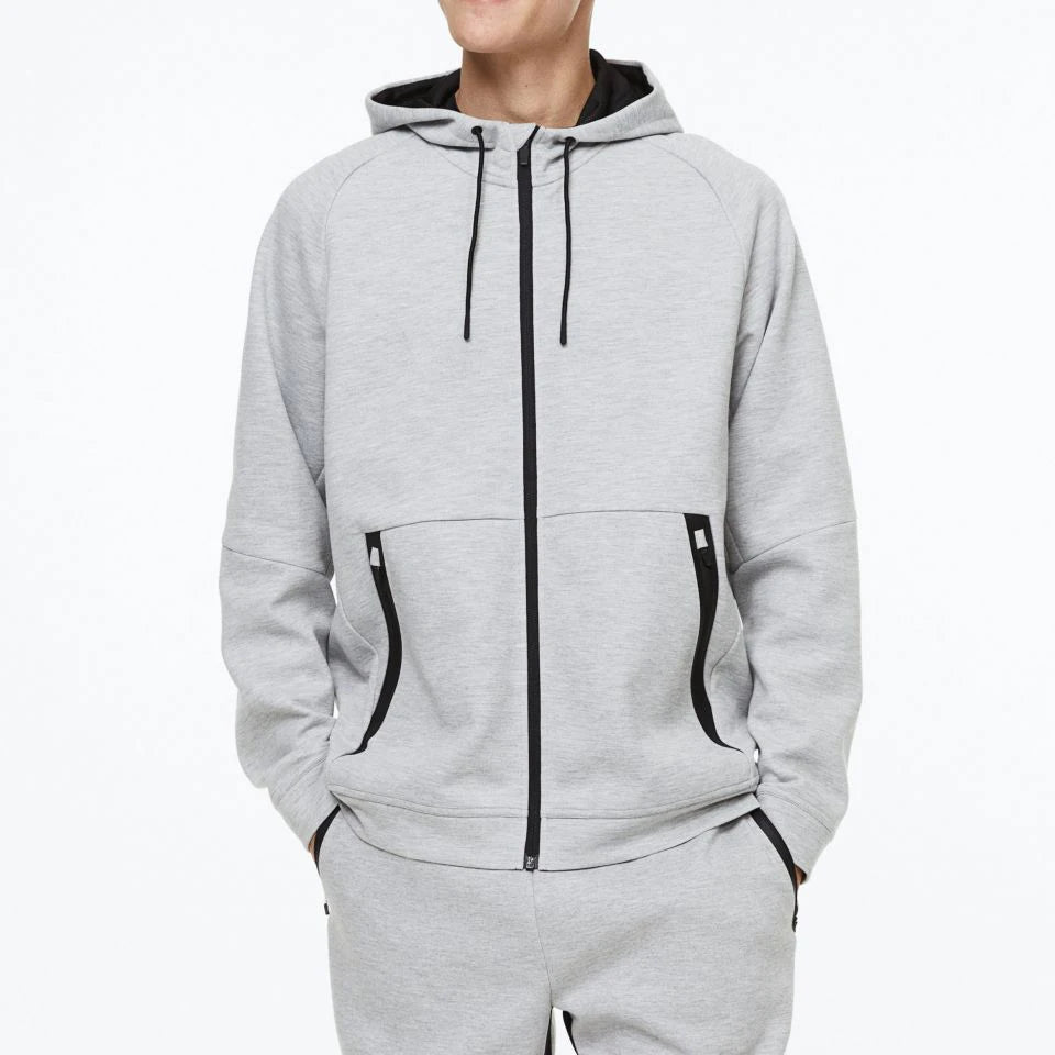 Wholesale Plus Size Men's Full Zip up Hoodie Custom Blank Hood Sweatshirt for Autumn Season Solid Pattern