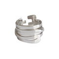 Multiple Layers Silver Jewelry Irregular S925 Sterling Silver Fashion Open Adjustable Rings for Women HJZ520