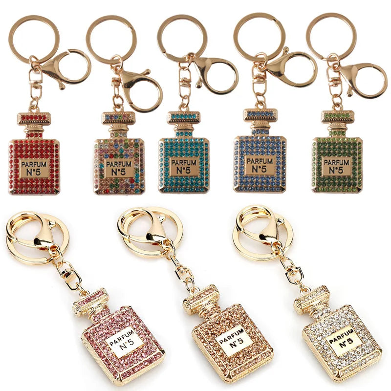 Women Luxury Bag Pendant Handmade Diamond Pearl Perfume Bottle Rhinestone Perfume Bottle Charm Keychain