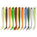 Soft Lure Factory 75mm 2.8g 10pcs a Bag T Tail Double Color Soft Fishing Worm Fishing Lure Worm Baits
