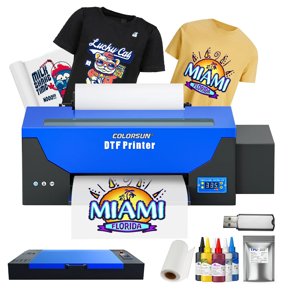New DTF Printer A3 L1800 Transfer Printer Machine with Roll Feeder Direct to Film Print Built-in White Ink Circulation System