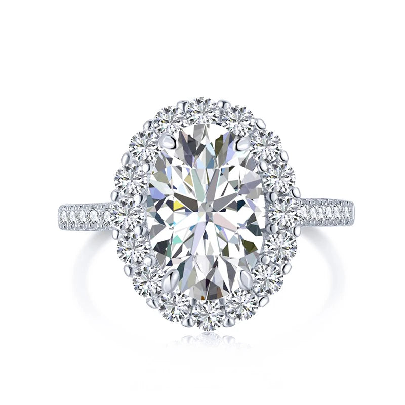 Luster Hot Selling Advanced Trendy Style Oval Big Solitair Wedding Moissanite 925 Ring for Women