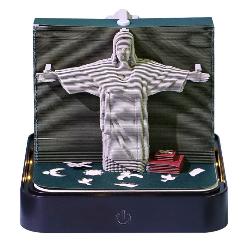 Custom 3D Memo Pad Jesus Christ the Redeemer Cross Desk Calendar 3D Paper Note Pad Stationery Items Christmas Birthday Gift