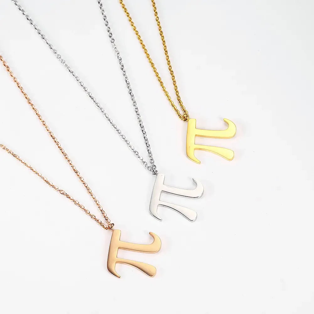 18K Gold Plated Greek Symbol PI Necklace Jewelry Non Tarnish Free Stainless Steel Maths Pi Necklace