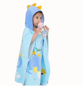 Cartoon Dinosaur Pattern Printing Kids Hooded Beach Towel Robe Surf Poncho Towel for Kids