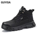 GUYISA Autumn Work Safety Shoes Fashion Leather Steel Toe Outdoor Sports Industrial Construction Rubber/EVA European Standard