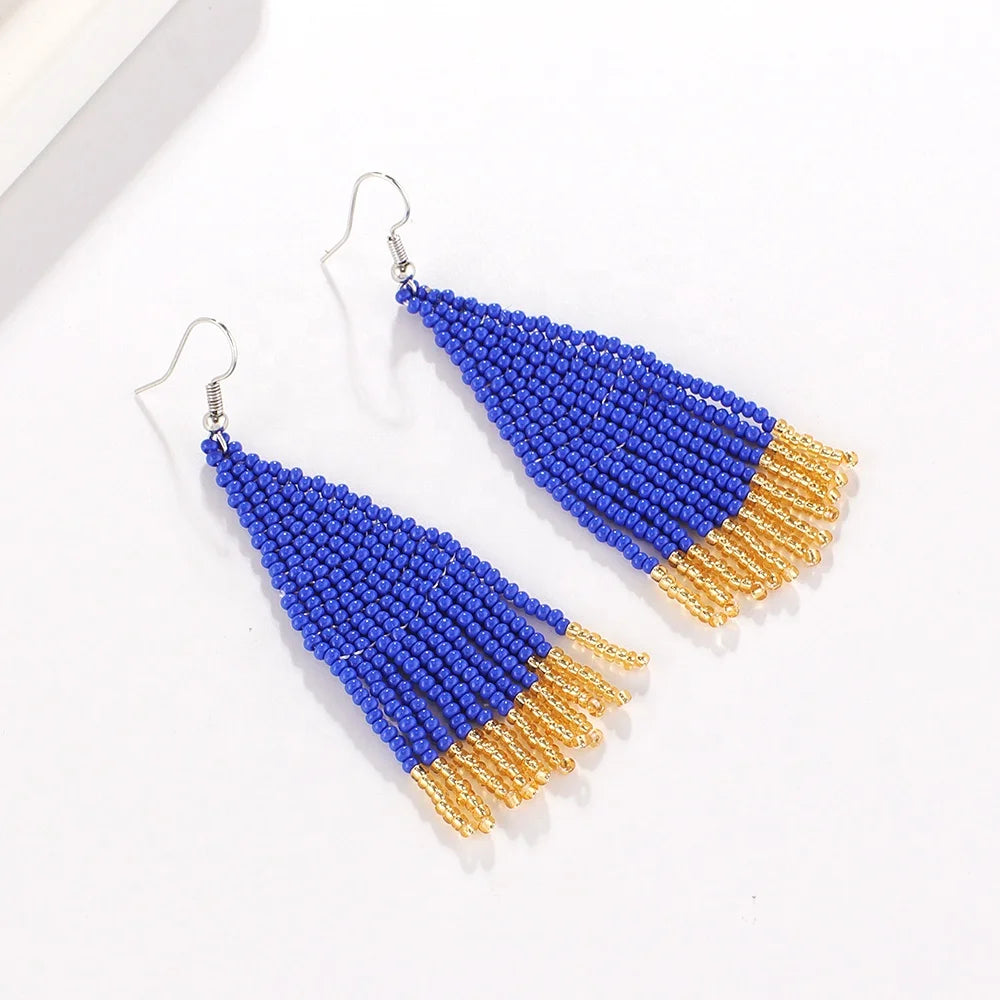 New Arrival Boho Multicolor Glass Beaded Earrings Colorful Tassel Jewelry for Women for Weddings Parties Fashion Chandelier