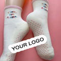 Customized Cotton Pilates Socks Anti-Slip Crew Yoga Sock With Grips Custom Logo Knitted Yoga Pilates Socks for Women