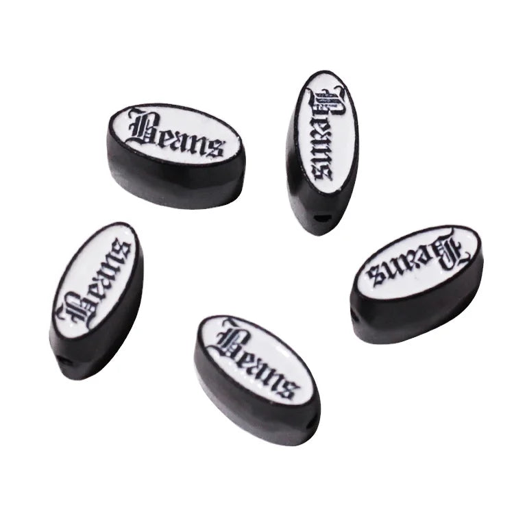Newest Bracelet Beads Making Accessory Handmade Embossed Letter Jewelry Oval Pendant Logos for Gift