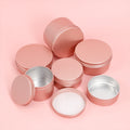 Custom logo 10ml 50ml Matte pink Metal Packaging Round Tea Tin Can Metallic Aluminium Container Jar Candle Tins with Lids