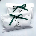 Beige White Brushed Cotton Twill Envelope Shoes Dust Bag With Tie Bow