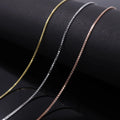Wholesale Fashion Jewelry Italian S925 Box Chain Silver Gold Plated Necklace Thin 0.75mm 1mm Clavicle Necklaces Square Box Chain MegaBDM