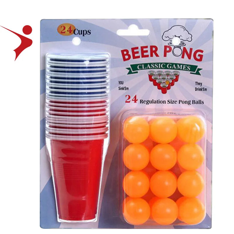 Drinking Game Beer Pong Games Set Beer Pong Party Cups Red and Blue Cup 16 OZ Table Tennis Ball for Beer Games Welcome Custom