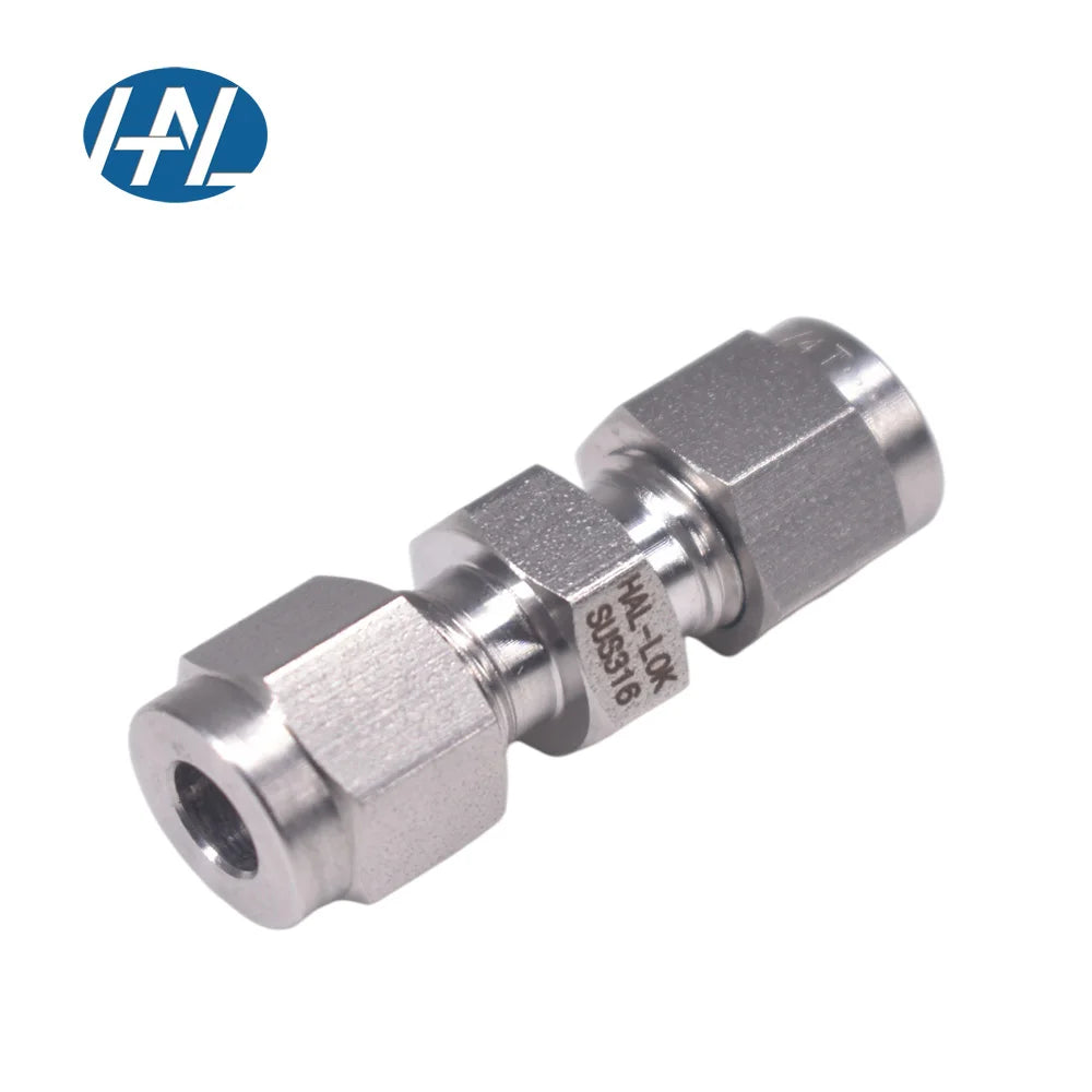High Pressure Double Ferrule Straight Union Compression NPT 3mm 6mm 25mm Tube Fitting Industrial Stainless Steel Pipe Fitting