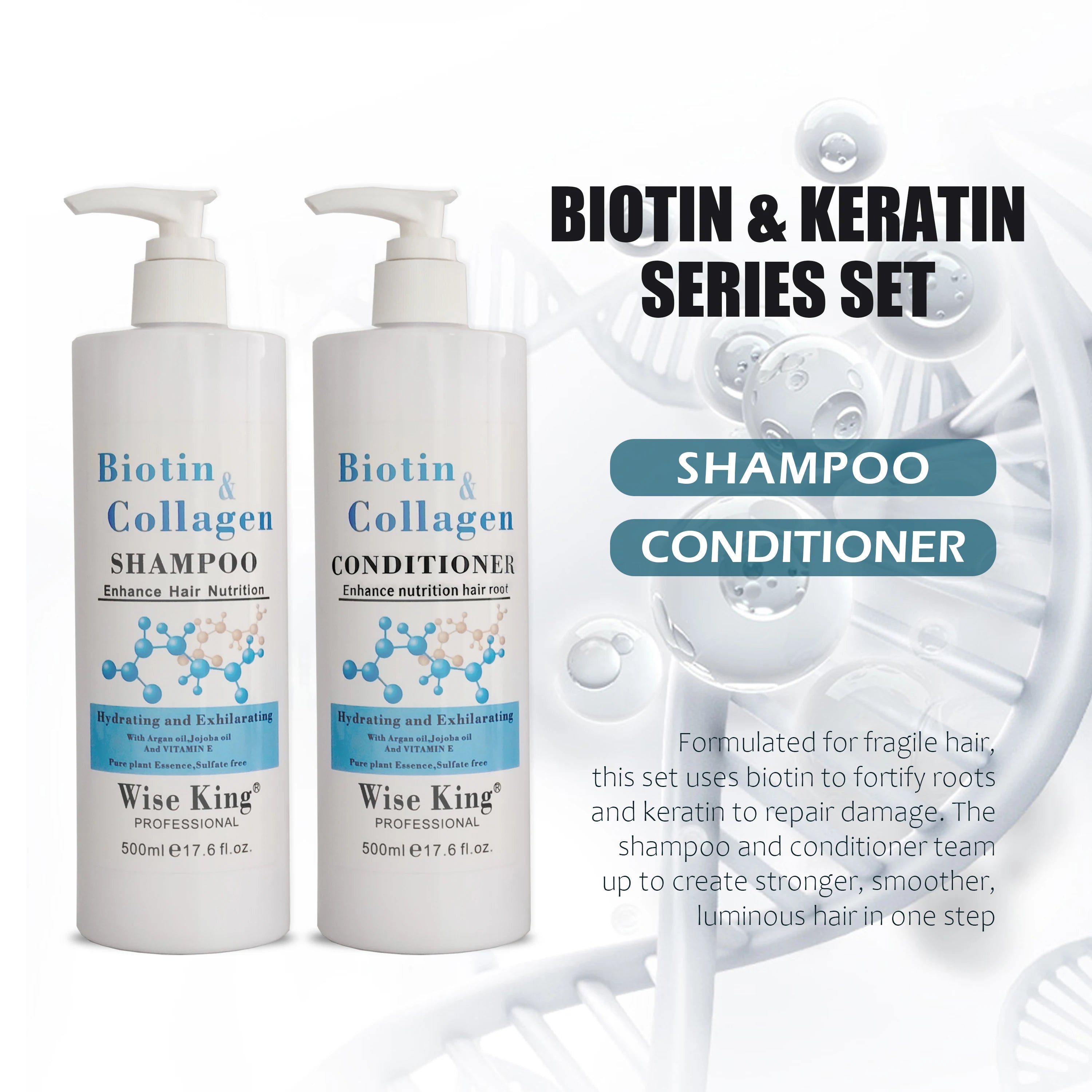 500ml Organic Biotin & Collagen Hair Growth Shampoo with Argan Oil Herbal Extract Sulphate Free 2-in-1 Formula Free Sample