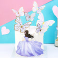 12 Pcs/Set Paper Bronzing Girl Butterfly Cakes Side Cake Decoration Cupcake Topper Set for Happy Birthday Cake Toppers Decor