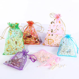 Custom Large Organza Bags Drawstring for Aromatherapy Gift Bags Small Oyster White Fabric Drawstring Bags