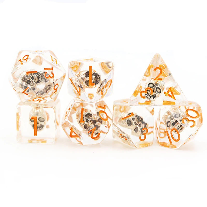 Wholesale Custom 16mm Resin Dice Metal Skull Pumpkin Ink Polyhedral Dice for DND Games Personalized Usage