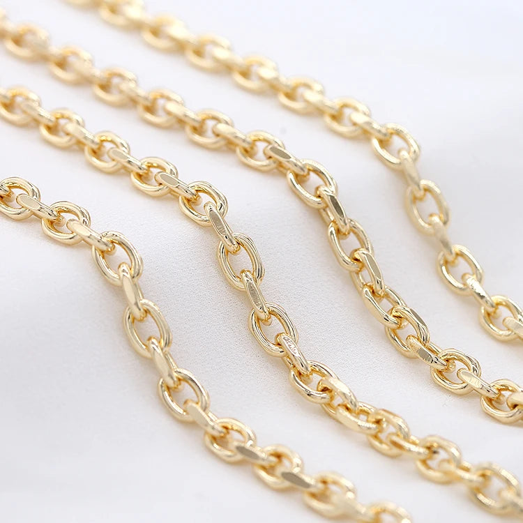 Hot Selling Brass 14K Gold Plated Big Thick Chain for Diy Jewelry Making Chains Roll Necklace Bracelet Accessories