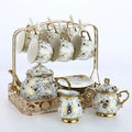 European Gold Rim Ceramic Coffee Set with Teapot Milk Pot  Sugar Pot Gift Box