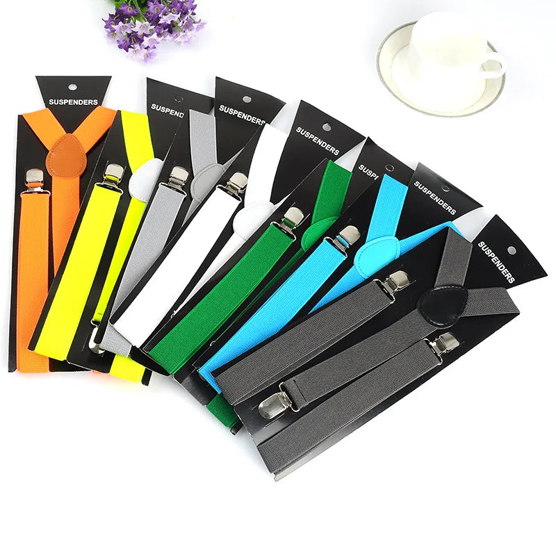 2024 Adjustable Elasticated Adult Suspender Straps Unisex Women Men Y Shape Elastic Clip-on Suspenders 3 Clip Pants Braces