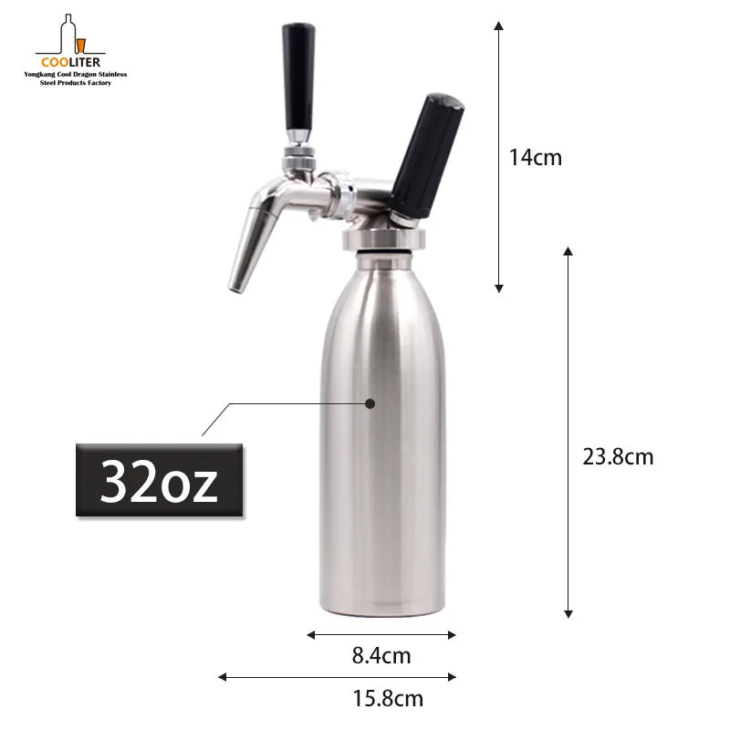 New Single Wall 32oz Mini Ice Cold Nitro Brew Stainless Steel Coffee Bottle