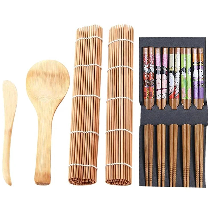 Manufactures New Design 4Pcs/set Bamboo Sushi Making Kit Tool Family Office Party Homemade Sushi Gadget for Food Lovers