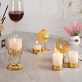 Muslim Gold Metal Candleholder Eid Ramadan Moon Castle Candlestick for Islamic Party Decorations