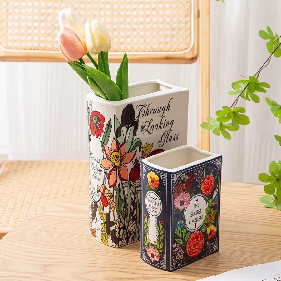 Porcelain Vase Flower Arrangement Tabletop Decor Creative Personality Book Decor Utensils Living Room Ceramic Book Vase