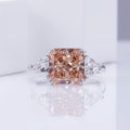 Messi Gems MSR-1389 18k Gold Engagement Wedding Band IGI pink 4.6ct Radiant Cut Lab Diamond Ring