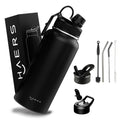 Haers 12oz/24oz/32oz/40oz/64oz Outdoor Double Wall Stainless Steel Insulated Cold Water Bottle With Easy Clean Lid