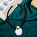 TongLing Necklace Multilayer Wax Rope Alloy Silver Plated Circular Round Pendant Choker Necklace for Women