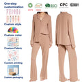 2026 Luxury Custom Eco Friendly Bamboo Women Sleepwear Soft Knit Long Top & Pants Silk Cotton Loungewear Women Pajamas Sets
