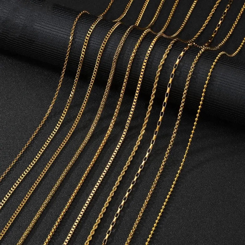 Stainless Steel Twisted Rope Chain Thick Silver Chain Mens Necklace Cuban Link Jewelry 24k Pvd Gold Plated Bead Chain Necklace
