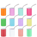 Portable 3oz Stainless Steel Colorful Straight Body Cup with Metal Straw Vacuum Flask Thermo Sublimation Tumbler