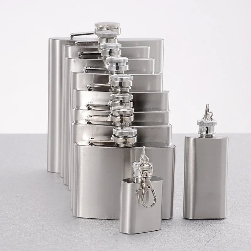 100pcs Custom Logo Different Capacity Male Alcohol Whisky Wine Pot Bottle Pocket Black Portable Stainless Steel Hip Flask
