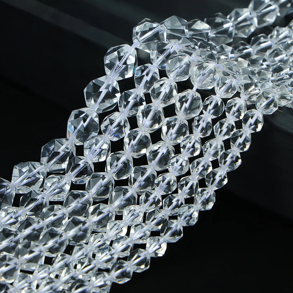 Natural White Crystal Quartz 6-10mm Star Faceted Cut  Beads for Jewelry Making Supplies Wholesale
