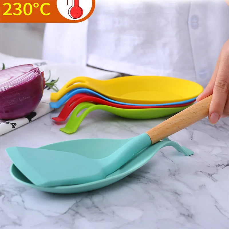 Silicone Non-Slip Fork Spatula Rack Shelf Organizer Spoon Rest Pot Clips Chopsticks Big Holder Eco-Friendly Home Kitchen
