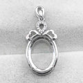 Sterling Silver 12*16mm Semi Mount Pendant Empty Frame Blank Support Setting S925 Base Holder Without Center Stone for DIY Inlay