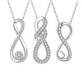 New Simple 2024 Design Infinity  925 Sterling Silver Cubic Zirconia Female Clavicle Chain Crystal Water Pendant Necklace