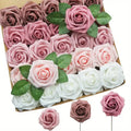 8CM Artificial Roses 25pcs PE  Foam Rose Buds for DIY Crafts  Outdoor Parties and Weddings