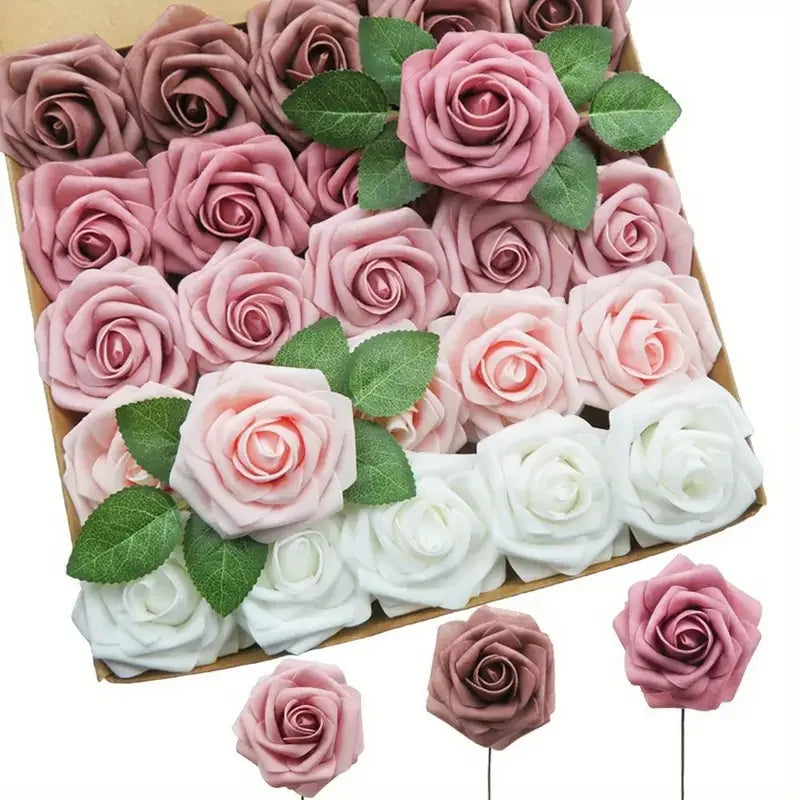 8CM Artificial Roses 25pcs PE  Foam Rose Buds for DIY Crafts  Outdoor Parties and Weddings