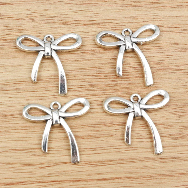 15pcs/lot 25x24mm Antique Silver Plated Bow Tie Handmade Charms Pendant:DIY Jewelry Making Findings for Bracelet Necklace