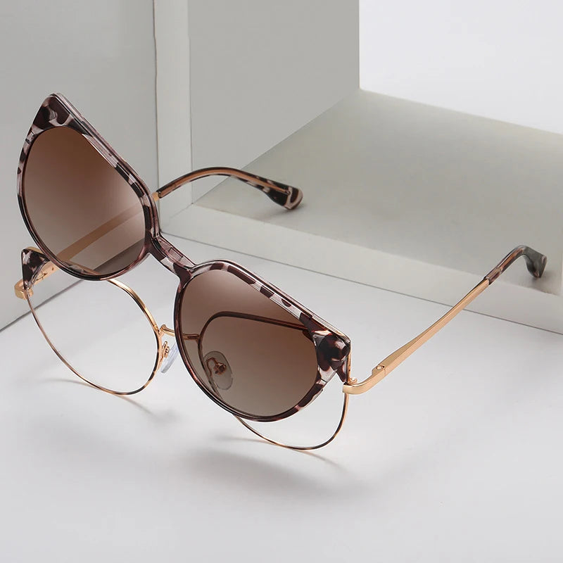 Hot Selling Custom Logo Uv400 Women Metal Frame Blue Light Blocking Glasses Polarized Sunglasses Magnetic Clip on Sunglasses