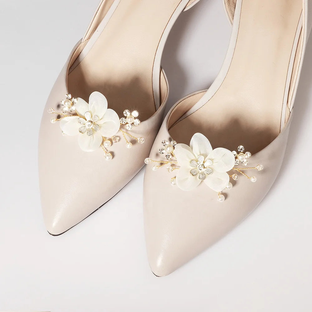 Korean Handmade Pearl Rhinestone Shoe Clip Elegant Wedding Shoe Accessory Decorations MegaBDM