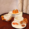 Japanese Ins Hand Painted Ceramic Coffee Mug and Saucer Set Splash Ink Hand Kneaded Bow Handle Water Cup