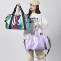 Fashion Shiny Laser Holographic Large Capacity Travel Overnight Bag Storage Dry Wet Separation Fitness Gym Bag