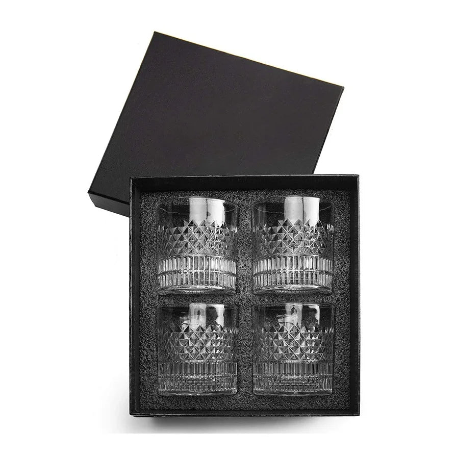 Best Selling Custom Logo Lead-Free 335ml Decanter Set of 4 Whiskey Glass Set with Gift Box